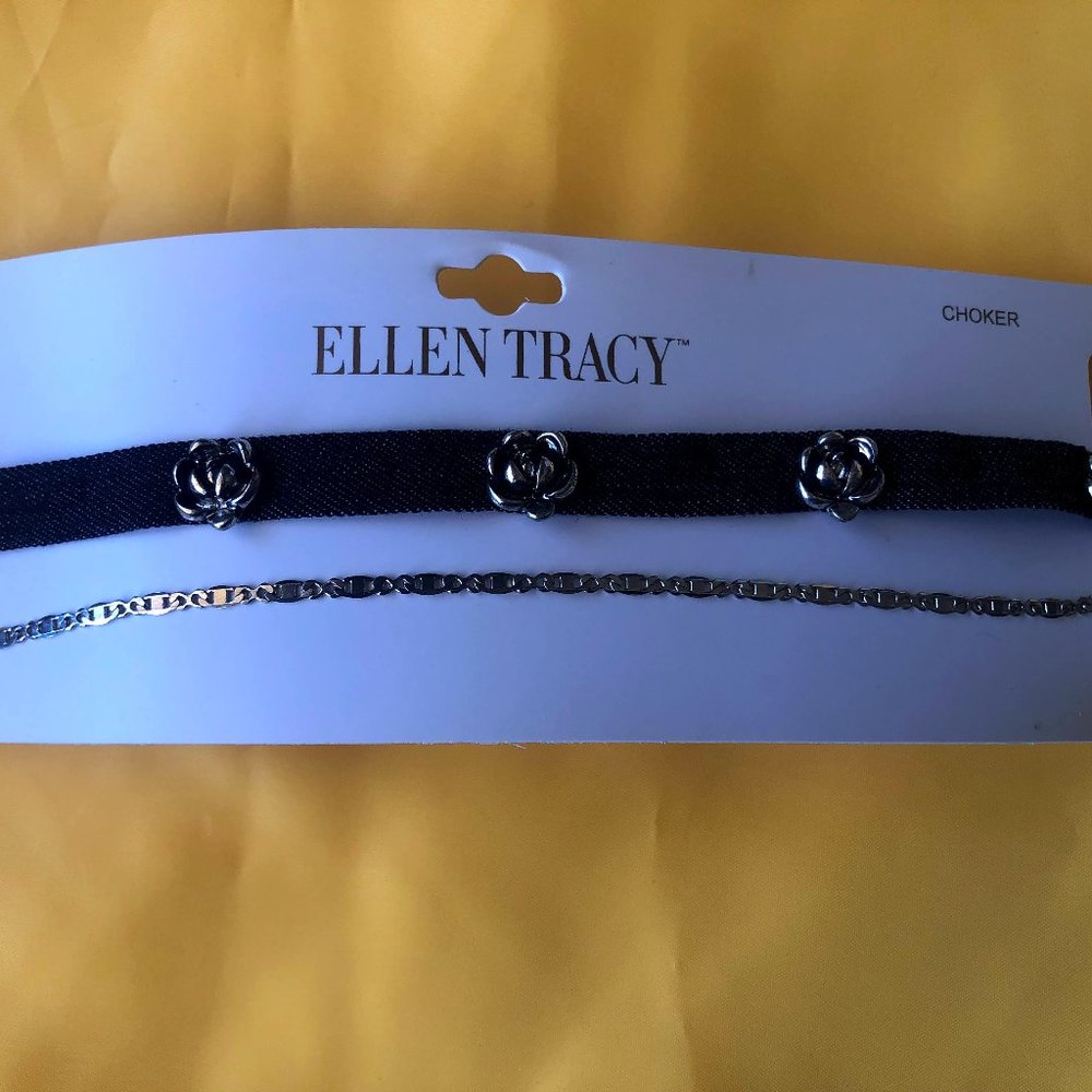 Silver and Black Ellen Tracy Choker Set